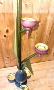 Teelichthalter Vase, violett/graue Vase