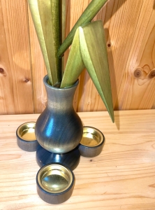 Teelichtleuchter Vase, Natur/graue Vase