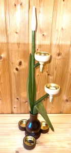 Teelichtleuchter Vase, Natur/braune Vase