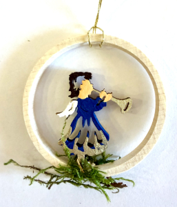 Baumbehang Engel Trompete, blau