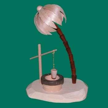 Brunnen mit Palme (passend zu  Figurenhöhe 9 cm)