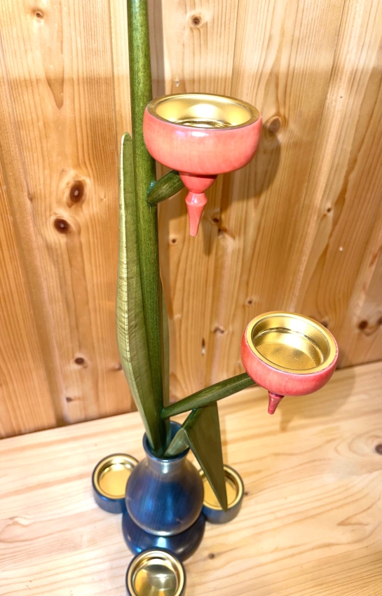 Teelichthalter Vase, lachs/graue Vase