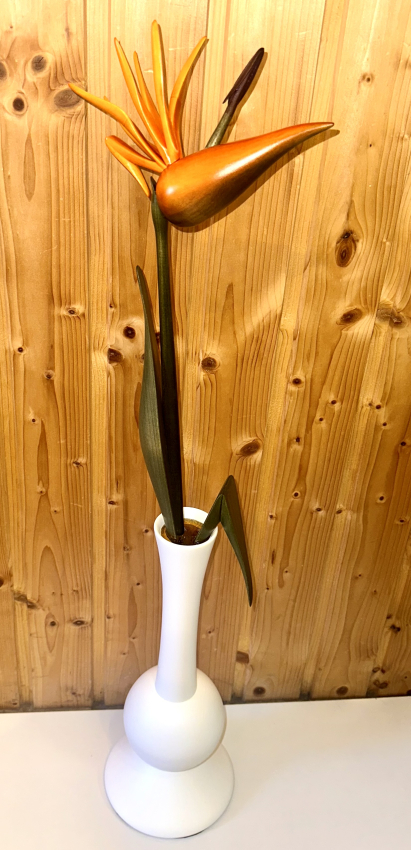 Strelitzie ohne Teelicht, Vase Weiß matt