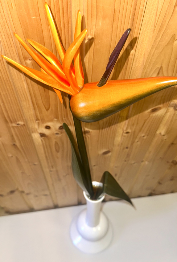 Strelitzie ohne Teelicht, Vase Weiß hochglanz