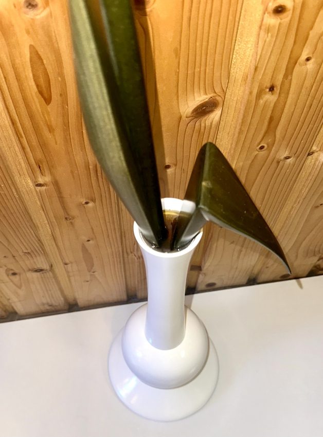 Strelitzie ohne Teelicht, Vase Weiß hochglanz