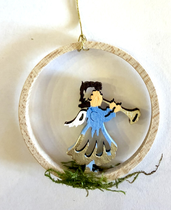 Baumbehang Engel Trompete, hellblau