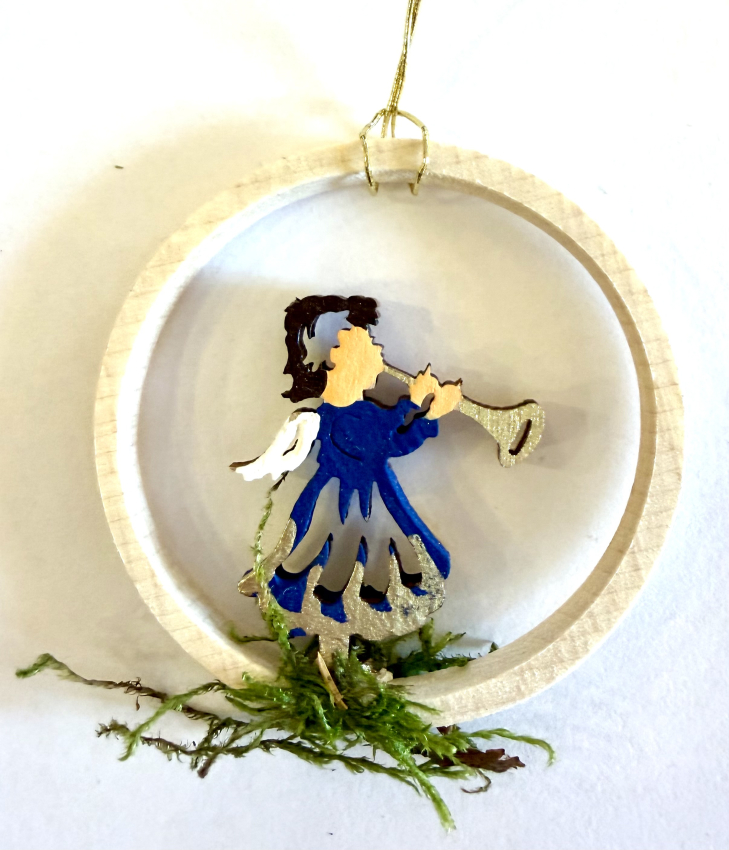 Baumbehang Engel Trompete, blau