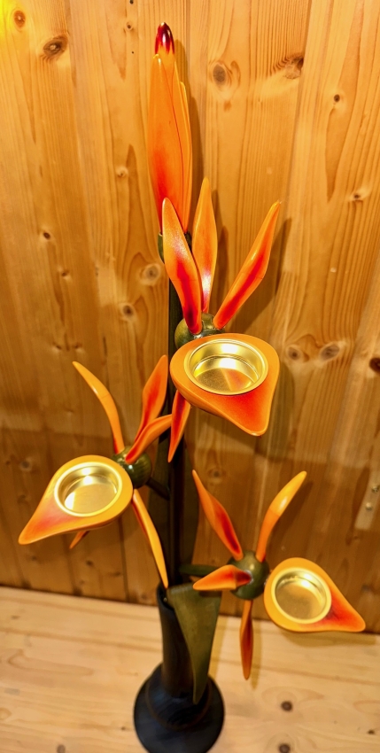Orchidee Vase groß, orange (Vase grau)