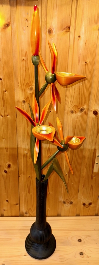 Orchidee Vase groß, orange (Vase grau)