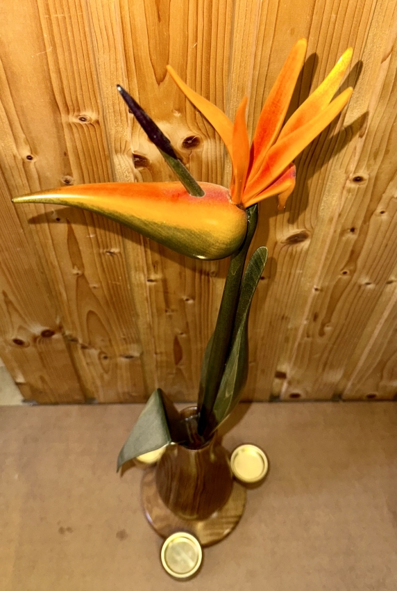 Strelitzie mit Teelicht, Natur Vase