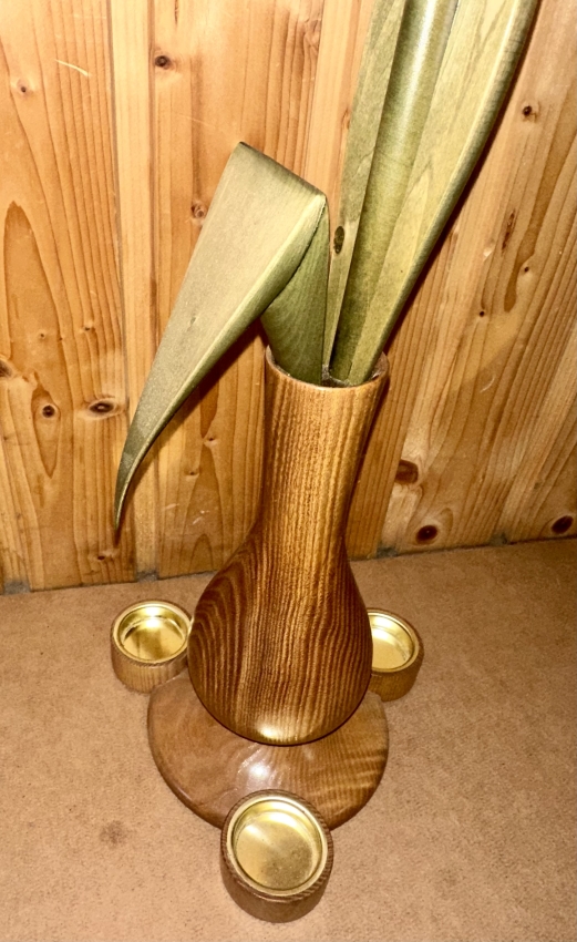 Strelitzie mit Teelicht, Natur Vase