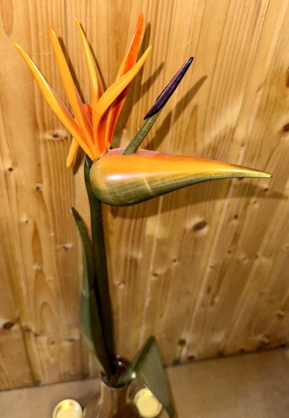 Strelitzie mit Teelicht, Natur Vase